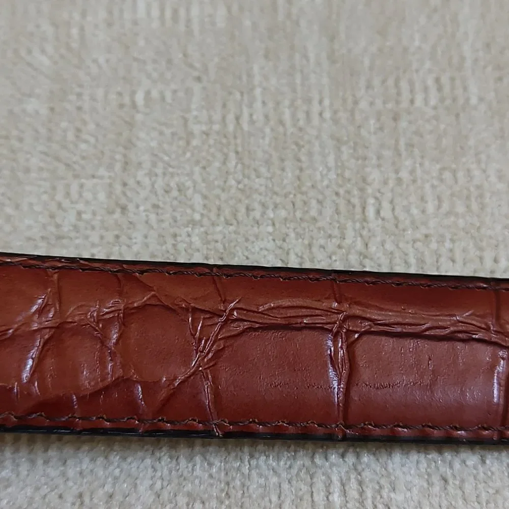 Gator Cowhide Brown Leather Belt Gold Buckle Size 32